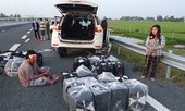 Bắt giữ cặp vợ chồng chở thuốc lá lậu, tông vào xe cảnh sát trên cao tốc