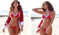 Sao Hollywood diện bikini bé xíu, hóa ‘bà già Noel’ nóng bỏng trên bãi biển