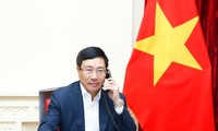 Phó Thủ tướng Phạm Bình Minh tại cuộc điện đàm. (Ảnh: BNG)