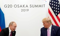 Lãnh đạo Nga và Mỹ gặp nhau tại thượng đỉnh G20 ở Osaka, Nhật Bản, vào tháng 6 năm nay. (Ảnh: Reuters)
