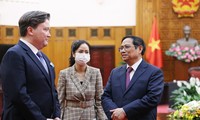 Thủ tướng Phạm Minh Chính trong cuộc tiếp Đại sứ Mỹ Marc Knapper. (Ảnh: Mofa)