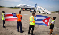 Một chiếc máy bay JetBlue ở sân bay Abel Santamaria của Cuba năm 2016. (Ảnh: Reuters)