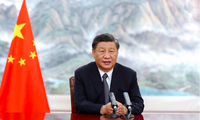 Chủ tịch Trung Quốc Tập Cận Bình phát biểu tại diễn đàn của BRICS ngày 22/6. (Ảnh: Xinhua)