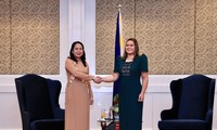 Phó Chủ tịch nước Võ Thị Ánh Xuân trong cuộc gặp Phó Tổng thống Philippines Sara Duterte. (ảnh: Mofa)