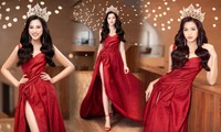 Hoa hậu Đỗ Thị Hà thần thái gợi cảm, quyền lực trong bộ đầm đỏ xẻ cao