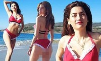 Sao Hollywood Blanca Blanco mặc bikini đỏ rực trên biển Malibu