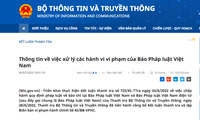 Đình bản báo Pháp luật Việt Nam điện tử 3 tháng, phạt 325 triệu đồng