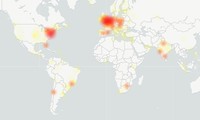 Bản đồ những khu vực gặp sự cố Gmail trong 24 giờ qua.