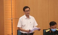Ông Trương Quang Việt trong một buổi họp Ban chỉ đạo phòng, chống dịch COVID-19 thành phố Hà Nội