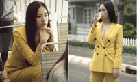 Hoa hậu Mai Phương Thuý mặc vest vàng rực, khoe khéo vòng một nóng bỏng