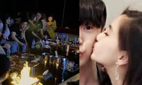 Huỳnh Hiểu Minh cùng 10 mỹ nữ vui vẻ trong bar, Angelababy thoải mái hôn trai lạ 
