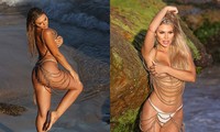 Sao truyền hình Úc Kiki Morris chụp bán nude siêu nóng bỏng ở bãi biển