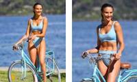 Hoa hậu hoàn vũ Úc Rachael Finch mặc bikini đạp xe, dáng đẹp như tạc tượng