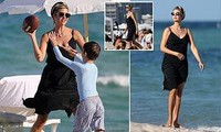 Ivanka Trump chơi bóng cùng con trai ở biển, thần thái kiêu sa đầy khí chất