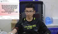 Bùi Quang Hưng đọc được tin trên Facebook đã đến bệnh viện hiến máu giúp người bị nạn qua cơn nguy kịch. Ảnh lớn: Hưng tham gia hiến máu ở trường. Ảnh: NVCC