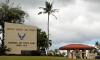 Quang cảnh cổng vào căn cứ không quân Andersen của quân đội Mỹ trên đảo Guam, lãnh thổ Thái Bình Dương của Mỹ. Ảnh: REUTERS 