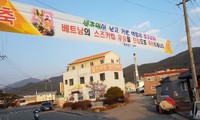 Băng rôn chúc mừng HLV Park Hang Seo ở quê nhà. Ảnh: Koreadaily.