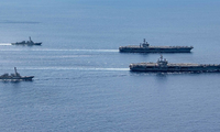 Hải quân Mỹ gần đây thường xuyên tuần tra tự do hàng hải trên Biển Đông Ảnh: US Navy 