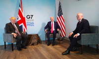 Các lãnh đạo Anh, Mỹ và Úc trong dịp thượng đỉnh G7 tại Anh hồi tháng 6 Ảnh: Guardian 
