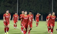U23 Việt Nam trong một buổi tập trên đất UAE