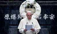 Giáo hoàng Francis tại buổi lễ tưởng niệm ở Nagasaki ảnh: epa