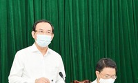 Bí thư Thành ủy TPHCM Nguyễn Văn Nên tại buổi làm việc với lãnh đạo huyện Bình Chánh ngày 19/3. Ảnh: Thành ủy TPHCM