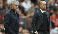 Jose Mourinho liệu sẽ hóa giải được Pep Guardiola (phải) ở lần này? Ảnh: Getty Images