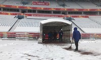 Tuyết phủ kín sân đấu trận chung kết U23 Việt Nam-U23 Uzbekistan