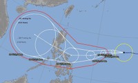 Đường di chuyển dự kiến của bão Goni hôm 29/10. Ảnh: Đài Khí tượng Nhật Bản.
