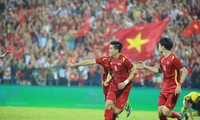 Tiến Linh trở thành người hùng khi ghi bàn duy nhất đưa U23 Việt Nam vượt qua U23 Malaysia để vào Chung kết SEA Games 31 Ảnh: Như Ý