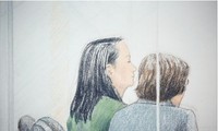 Bà Mạnh Vãn Châu ( bên trái) tại phiên điều trần ngày 10/11. Ảnh minh họa