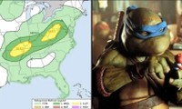 Hình ảnh dự báo thời tiết kỳ lạ ở Mỹ: Giống hệt nhân vật Ninja Rùa, netizen bình luận hài hước