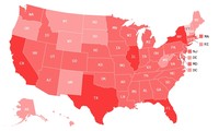 Bản đồ COVID-19 Mỹ chuyển màu đỏ quạch đáng sợ, gần như cả nước Mỹ trở thành “điểm nóng“