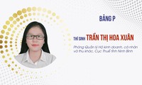 Trần Thị Hoa Xuân, phòng quản lý hộ kinh doanh, cá nhân và thu khác, Cục thuế tỉnh Ninh Bình giải Nhất bảng P.