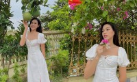 Hoa hậu Đỗ Thị Hà xinh đẹp trong bộ ảnh chụp tại vườn nhà, netizen xuýt xoa dịu dàng quá!