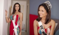 Hoa hậu H’Hen Niê khoe bộ ảnh xinh đẹp đội vương miện, đeo sash cổ vũ đội tuyển Việt Nam