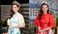 Hoa hậu Thùy Tiên diện áo dài cách tân mang đậm không khí Tết cùng vương miện Miss Grand