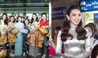 Hoa hậu Thùy Tiên diện áo dài ánh bạc đón Chủ tịch MGI và Top 10 Miss Grand Thailand 2022