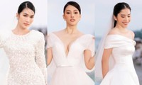 Nam Em diện váy cô dâu e ấp, khoe sắc bên Hoa hậu Tiểu Vy và Á hậu Phương Anh
