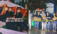Clip xúc động: Nhóm sinh viên Hà Nội đi chống dịch ngồi trên thùng xe giữa trời mưa tầm tã