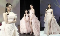 Trương Quỳnh Anh diện đầm hồng công chúa ngọt ngào, làm vedette trong show thời trang