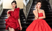 Hoa hậu Đỗ Thị Hà, Tiểu Vy khoe vai trần trong show thời trang với dress code đỏ rực