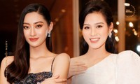 Hoa hậu Đỗ Thị Hà và Lương Thùy Linh chọn váy màu sắc đối lập, khoe khéo body cực phẩm