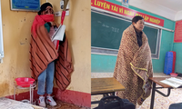 Thầy giáo đáng yêu nhất tháng 12: Mượn chăn của học sinh, vừa trùm kín người vừa giảng bài