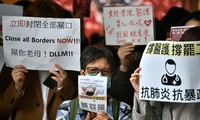 Ngày 3/2, người dân Hong Kong biểu tình yêu cầu đóng cửa toàn bộ biên giới với Trung Quốc đại lục. Ảnh: Getty.