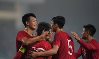 Niềm vui của các cầu thủ U23 Việt Nam.