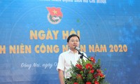 Bí thư Thường trực T.Ư Đoàn TNCS HCM Nguyễn Anh Tuấn phát biểu khai mạc Ngày hội