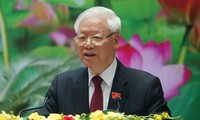 Tổng Bí thư, Chủ tịch nước, Bí thư Quân ủy Trung ương Nguyễn Phú Trọng phát biểu chỉ đạo Đại hội đại biểu Đảng bộ Quân đội lần thứ XI