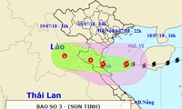 Dự báo tối và đêm nay, bão số 3 sẽ đi vào đất liền các tỉnh Thái Bình đến Quảng Bình. Ảnh: NCHMF.