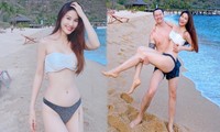 Diễm My 9x siêu nuột với bikini, được bạn trai Việt kiều bế bổng trên bãi biển